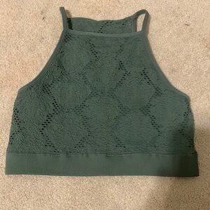 Aerie Small Green Textured Bra Top
